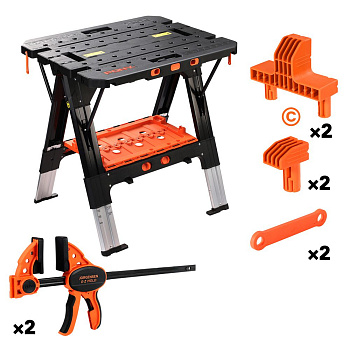 Верстак складной PONY JORGENSEN, 2 струбцины + 4 упора