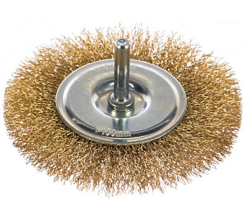 Щетка дисковая для дрели, витая стальная латунированная проволока 0,3мм,d=75,MIRAX 35145-100