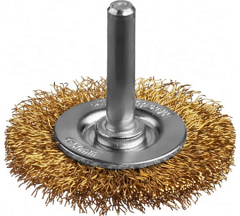 Щетка дисковая для дрели, витая стальная латунированная проволока 0,3мм,d=50,MIRAX 35145-050