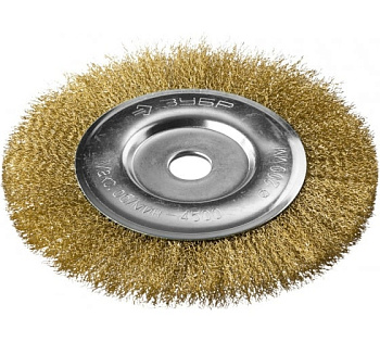 ЗУБР "ЭКСПЕРТ". Щетка дисковая для УШМ, витая стальная латунированная проволока 0,3мм, 200х22мм