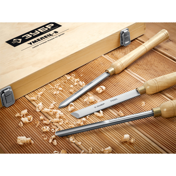 Набор резцов по дереву из 8 предметов Умелец ЗУБР 18374_4