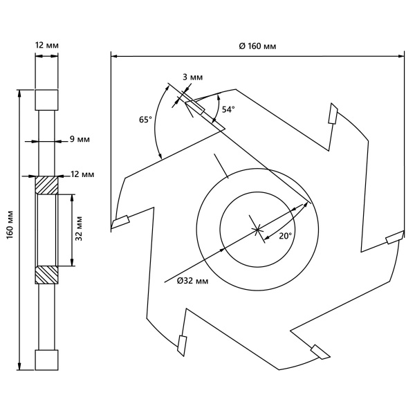 Фреза пазовая BELMASH 160х32х12 мм (convert.io)
