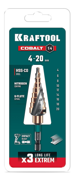 Сверло ступенчатое 4-20мм KRAFTOOL 29691-4-20-9_2  _3
