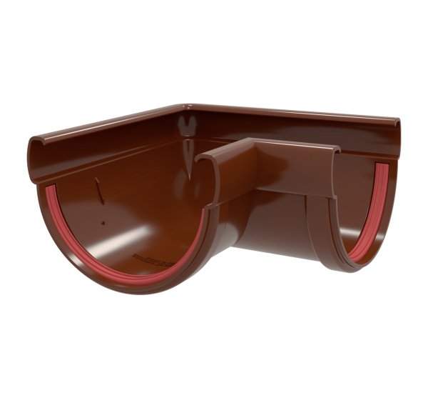 Угол желоба 90 град.Дизайн 135 ПВХ Grand Line шоколадный (RAL 8017)