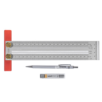 Линейка разметочная T-образная 200 мм с карандашом Woodwork RUL-20T