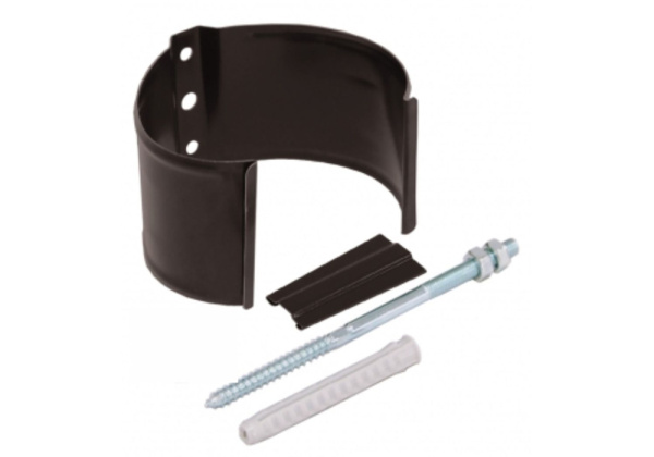 Хомут трубы металлический на камень Grand Line ПВХ шоколадный (RAL 8017)