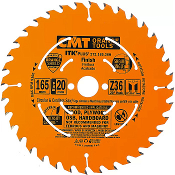 Диск пильный 165x20(+15,87)x1,7/1,1 20° 10° ATB + 8° SHEAR Z=36 CMT 272.165.36H
