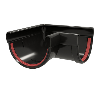 Угол желоба 90 град. Дизайн 135 ПВХ Grand Line черный (RAL 9005)