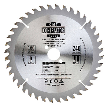 Диск пильный 1 160x2.2/1.4x20 Z40 ATB (без инд. упаковки) CMT K16040H-X10