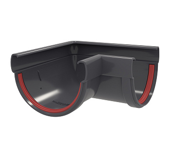 Угол желоба 90 град. Дизайн 135 ПВХ Grand Line графит (RAL 7024)