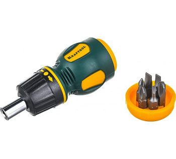 Реверсивная отвертка KRAFTOOL Kompakt-6 с битами 6 предм.