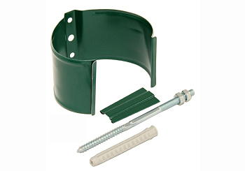 Хомут трубы металлический на камень Grand Line ПВХ зелёный (RAL 6005)