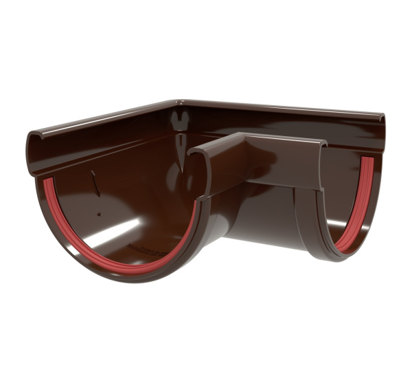 Угол желоба 90 град.Дизайн 135 ПВХ Grand Line коричневый (RR32)