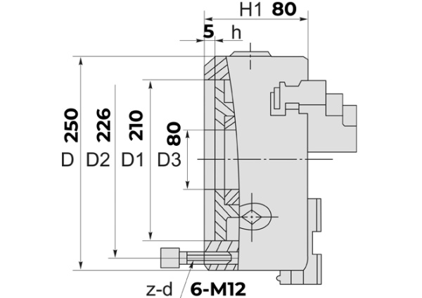 Ручной токарный патрон 7100-0009П Ф250 2