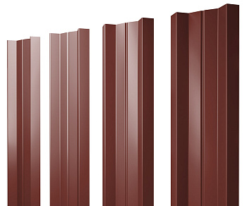 Штакетник М-образный А с прямым резом 0,45 PE RAL 3009 оксидно-красный