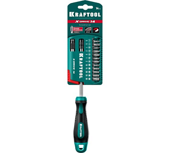 Отвертка-битодержатель с насадками 14шт KRAFTOOL X-Drive