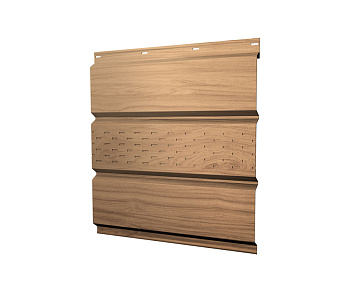 Софит металлический центральная перфорация 0,45 Print Elite с пленкой Honey Wood TwinColor