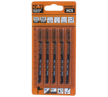 Пилки лобзиковые (HCS) 5 штук для древесины (2-х сторонний рез) 100x4-5.2x6TPI CMT JT244DDC-5