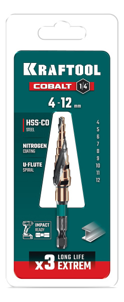 Сверло ступенчатое  4-12мм KRAFTOOL 29691-4-12-9_4