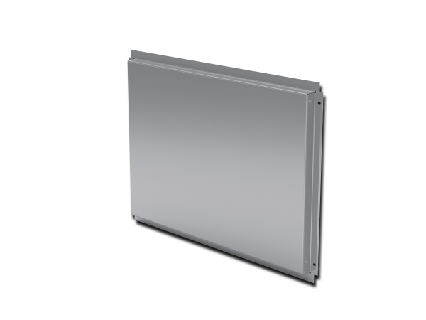 Кассета фасадная прямая открытого типа 0,7 мм c порошковым покрытием RAL 9006 бело-алюминиевый