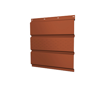 Софит металлический центральная перфорация 0,45 PE с пленкой RAL 8004 терракота