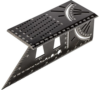 Угольник разметочный 215 мм алюминиевый V-образный метрический с транспортиром Woodwork MGR-215