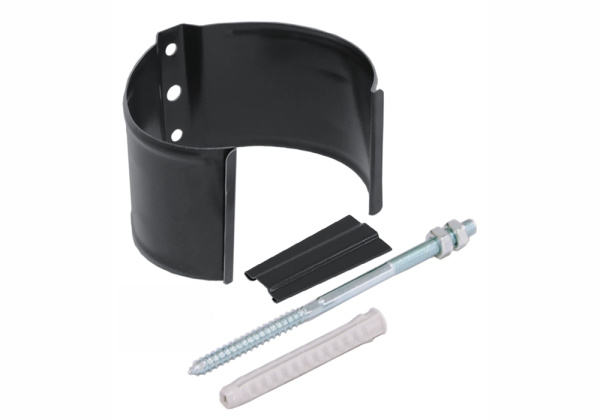 Хомут трубы металлический на камень GL ПВХ графит (RAL 7024)