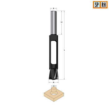 Сверло-пробочник SP 12/24x140 Z=4 d=12 S=13 RH CMT 529.120.31