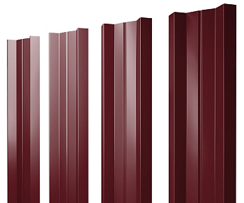 Штакетник М-образный А с прямым резом 0,45 PE RAL 3005 красное вино