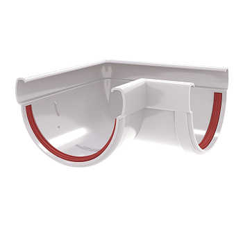 Угол желоба 90 град. Дизайн 135 ПВХ Grand Line белый (RAL 9003)