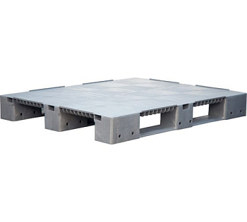 Паллет 1200х1000х150 перфорированный, на 3-х полозьях серый