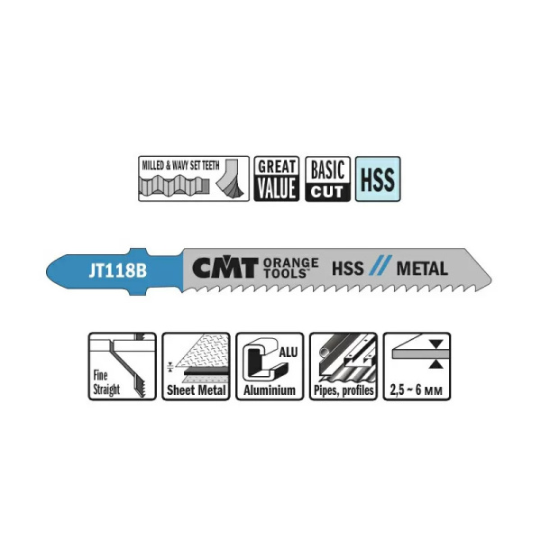 Пилки лобзиковые (металл-чистовой рез) комплект из 5шт. CMT JT118B-5 (convert.io)