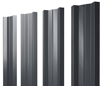 Штакетник М-образный А с прямым резом 0,45 PE RAL 7024 мокрый асфальт