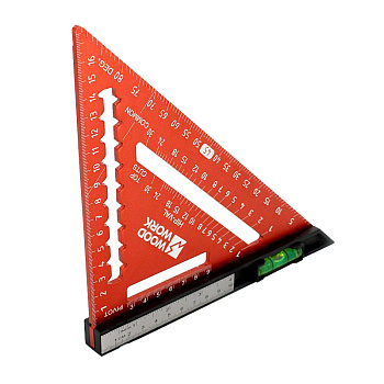 Угольник плотницкий 170 мм аллюминиевый с пузырьковым уровнем Woodwork PTR-171