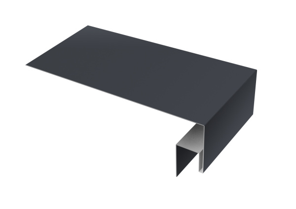 Планка околооконная сложная фальц 0,45 PE с пленкой RAL 7024 мокрый асфальт (2м)