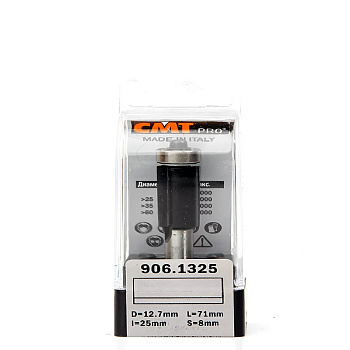 Фреза концевая обгонная с подшипником D=12,7 I=25,4 S=8,0 L=71,0  CMT PRO 906.1325