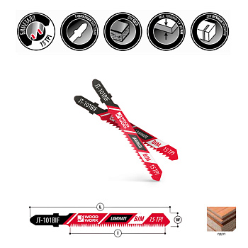 Пилки лобзиковые I=58 W=8 L=83 TP=1.7 TPI=15 (ламинат) Woodwork JT-101BIF